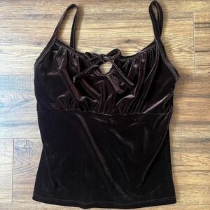 Urban Behaviour Chocolate Brown Velvet Cami Top Women S 90s Y2K Coquette Grunge